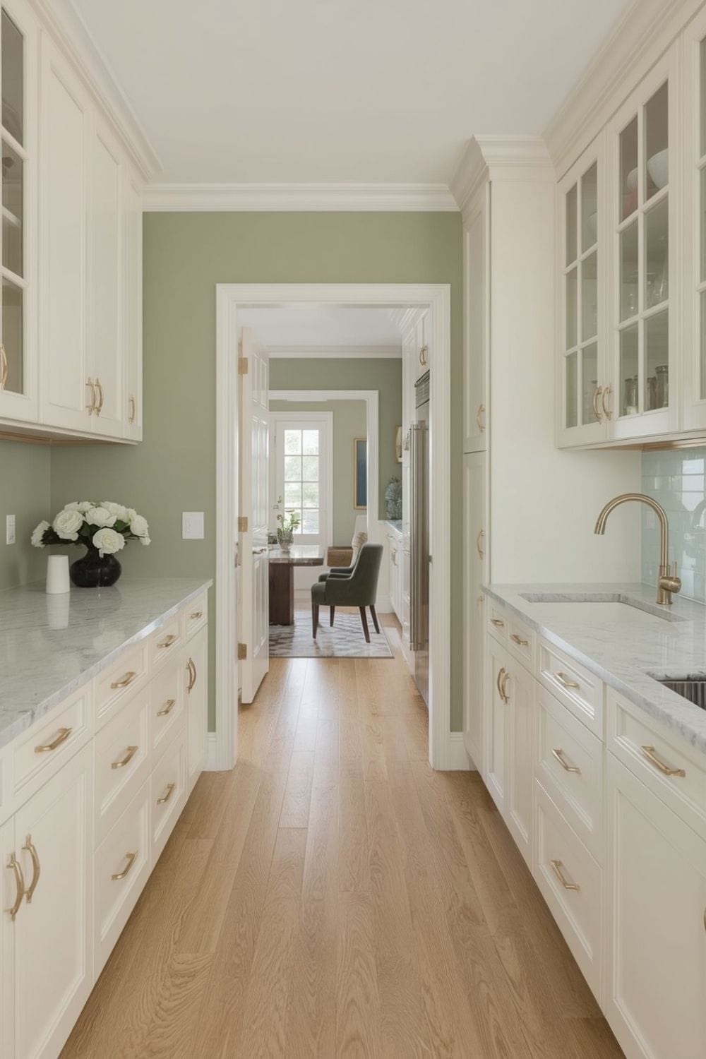 what color cabinets go with sage green walls