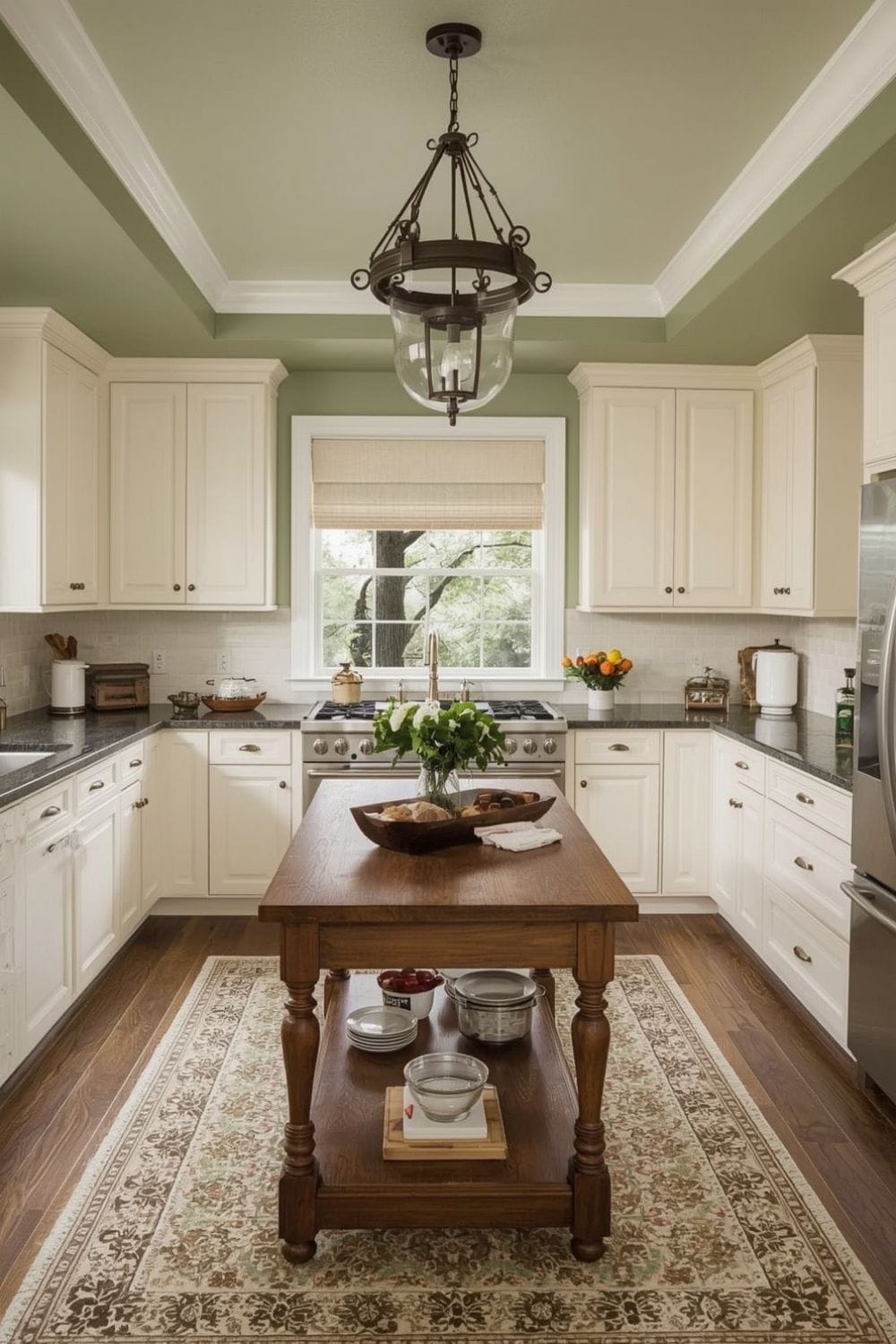 what color cabinets go with sage green walls