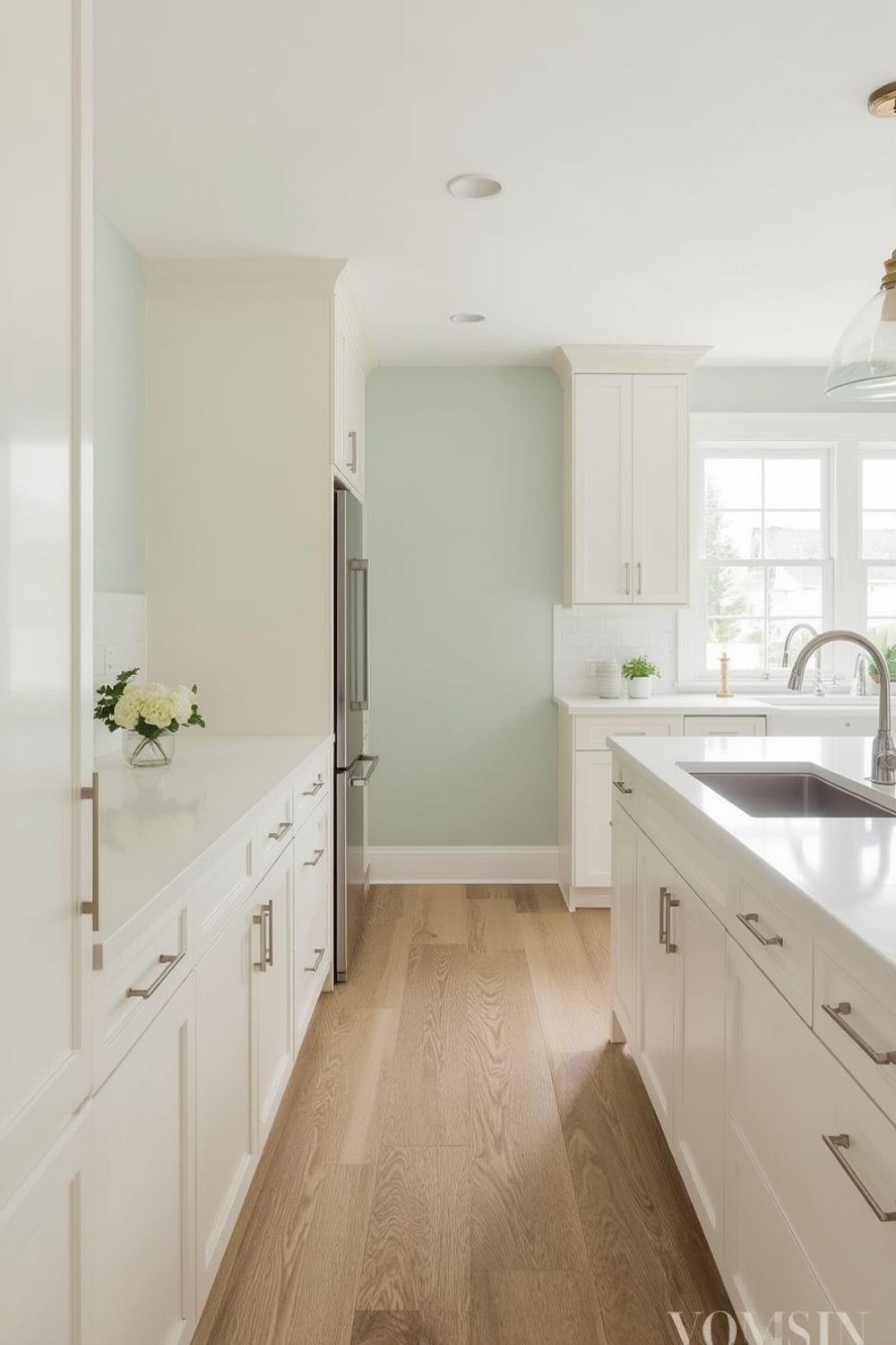 what wall color goes with sage green cabinets