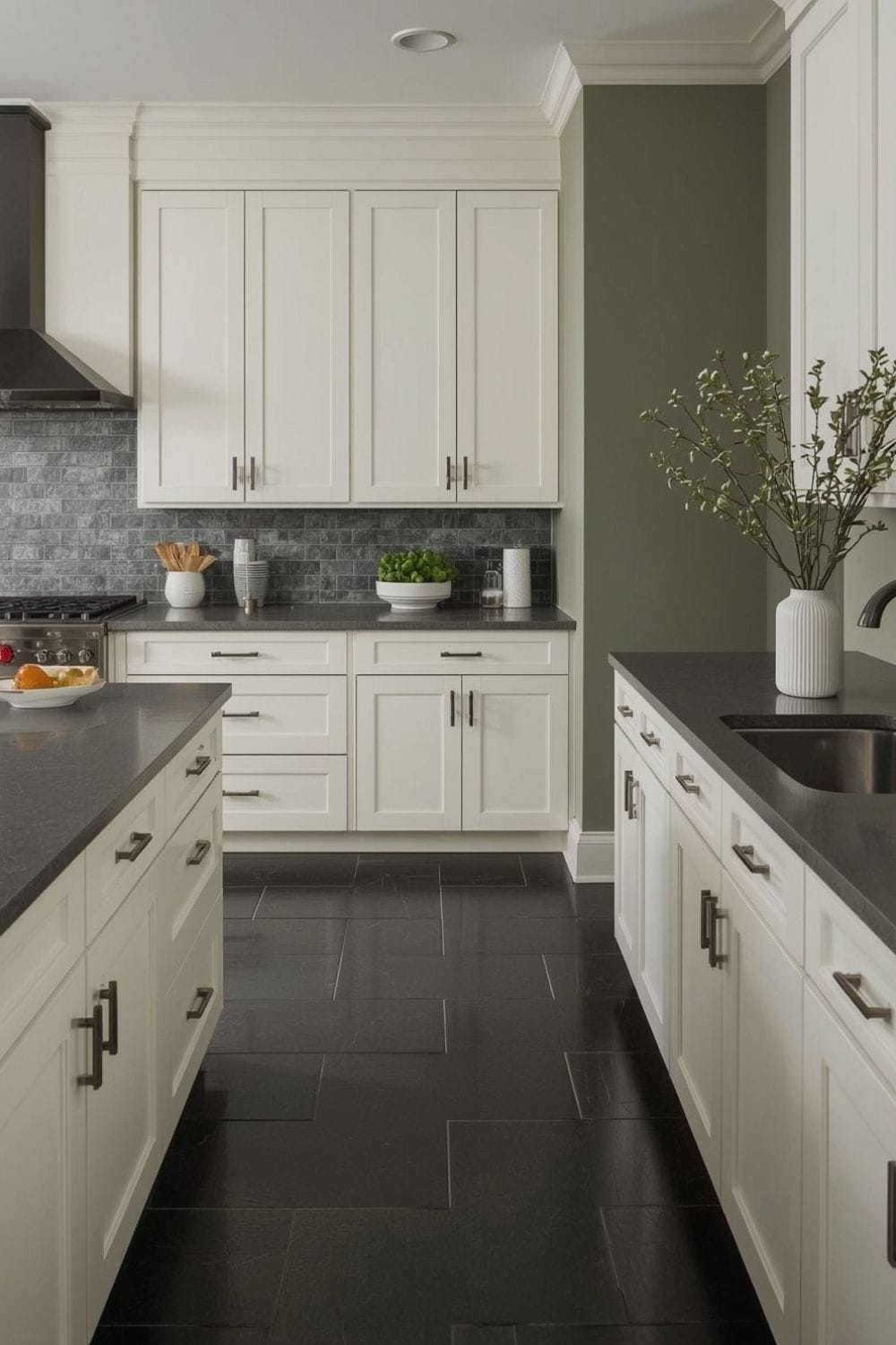 what color cabinets go with sage green walls