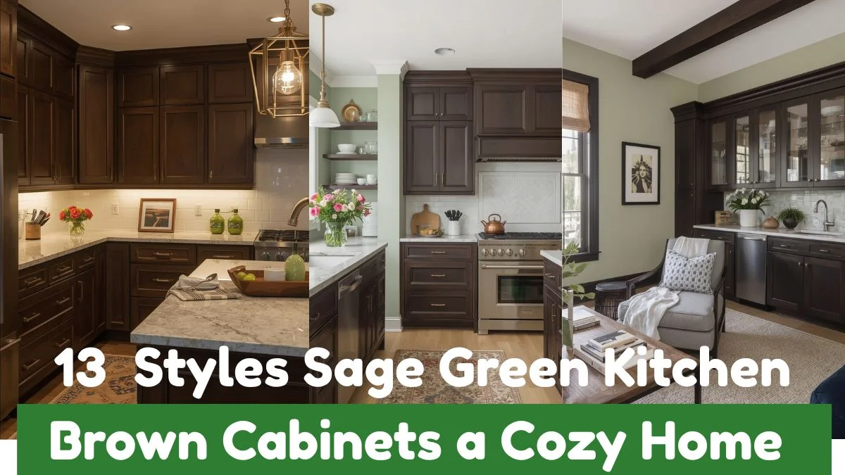 13 Elegant Ways to Style Sage Green Kitchen Walls with Dark Brown Cabinets for a Cozy Home
