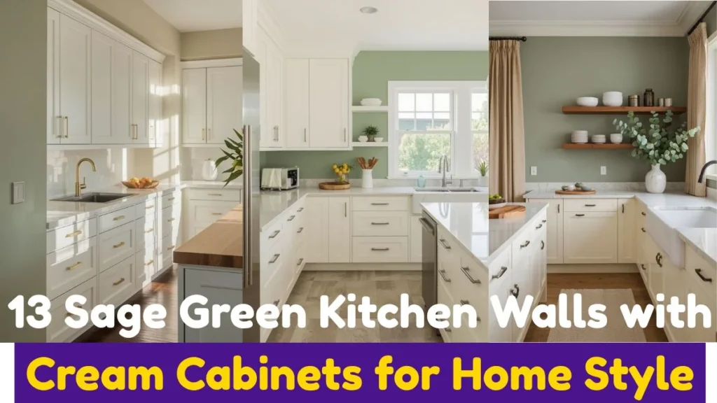 Sage Green Kitchen Walls with Cream Cabinets