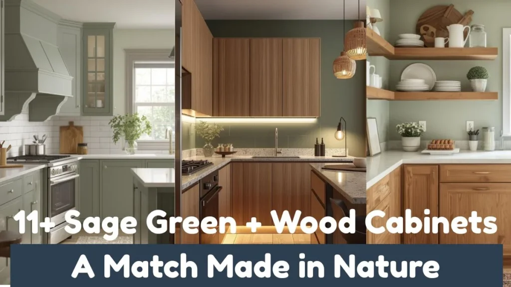 Sage Green Kitchen Walls with Wood Cabinets